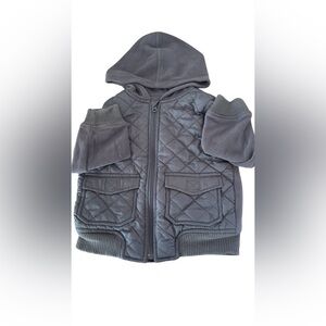 Gray Quilted Hooded Jacket kid